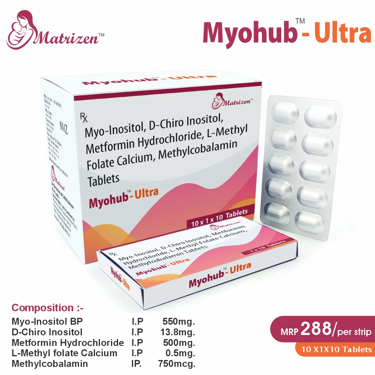 Myo-Inositol 550mg + D-Chiro Inositol 13.8mg + Metformin 500mg + L-Methyl Folate 0.5mg + Methylcobalamin 750mcg | PCOS Support | Best Price for PCD Pharma Franchise